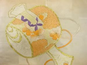 アンティーク　小槌に桜模様刺繍名古屋帯